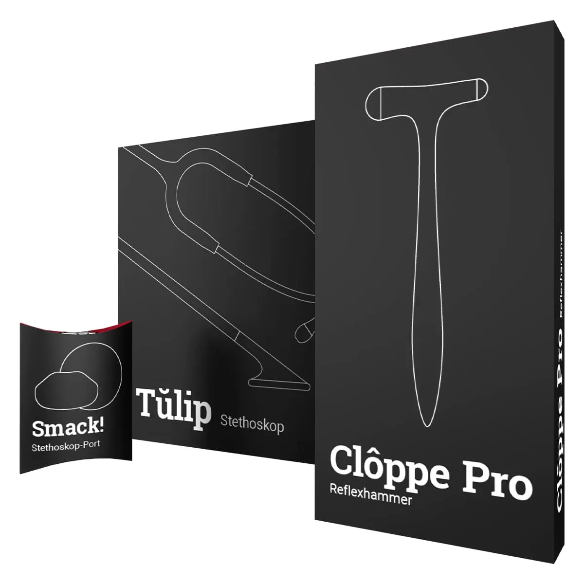 DocCheck Thïngs Spar-Bundle: Stethoskop Tŭlip + Reflexhammer Clôppe Pro + Namensschild Smack