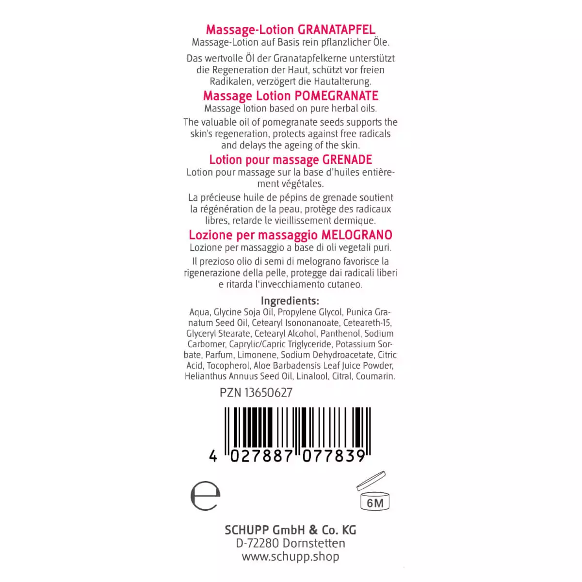 SCHUPP Massagelotion Granatapfel