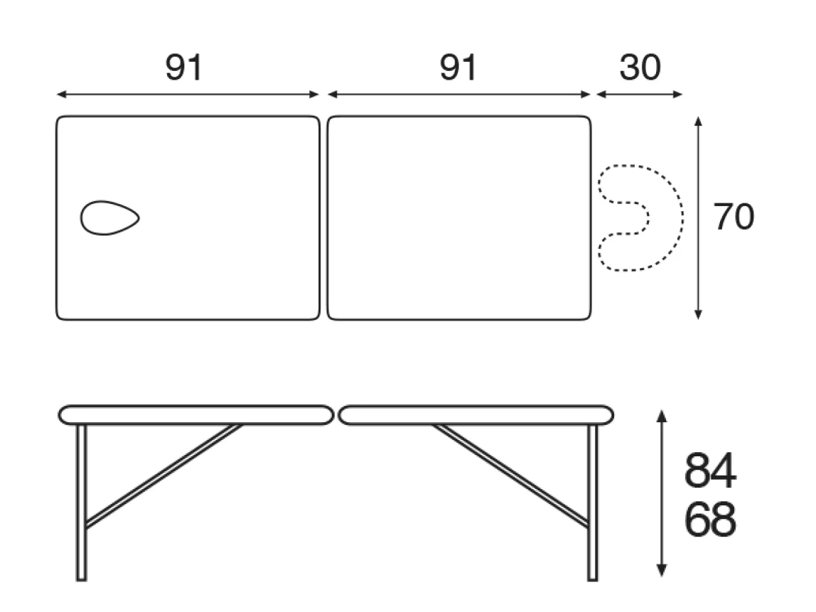 Ecopostural Höhenverstellbare Koffermassagebank aus Aluminium