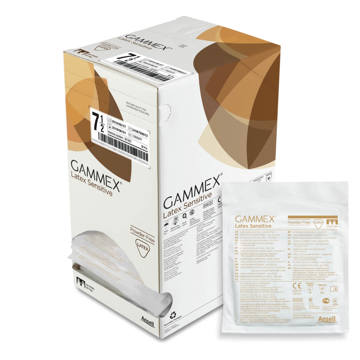 Gammex ® Latex Sensitive - Packung 50 Paar puderfrei, braun, Größe 7,5 - med-den Gammex ® Latex Sensitive - Packung 50 Paar puderfrei, braun, Größe 7,5 - med-den