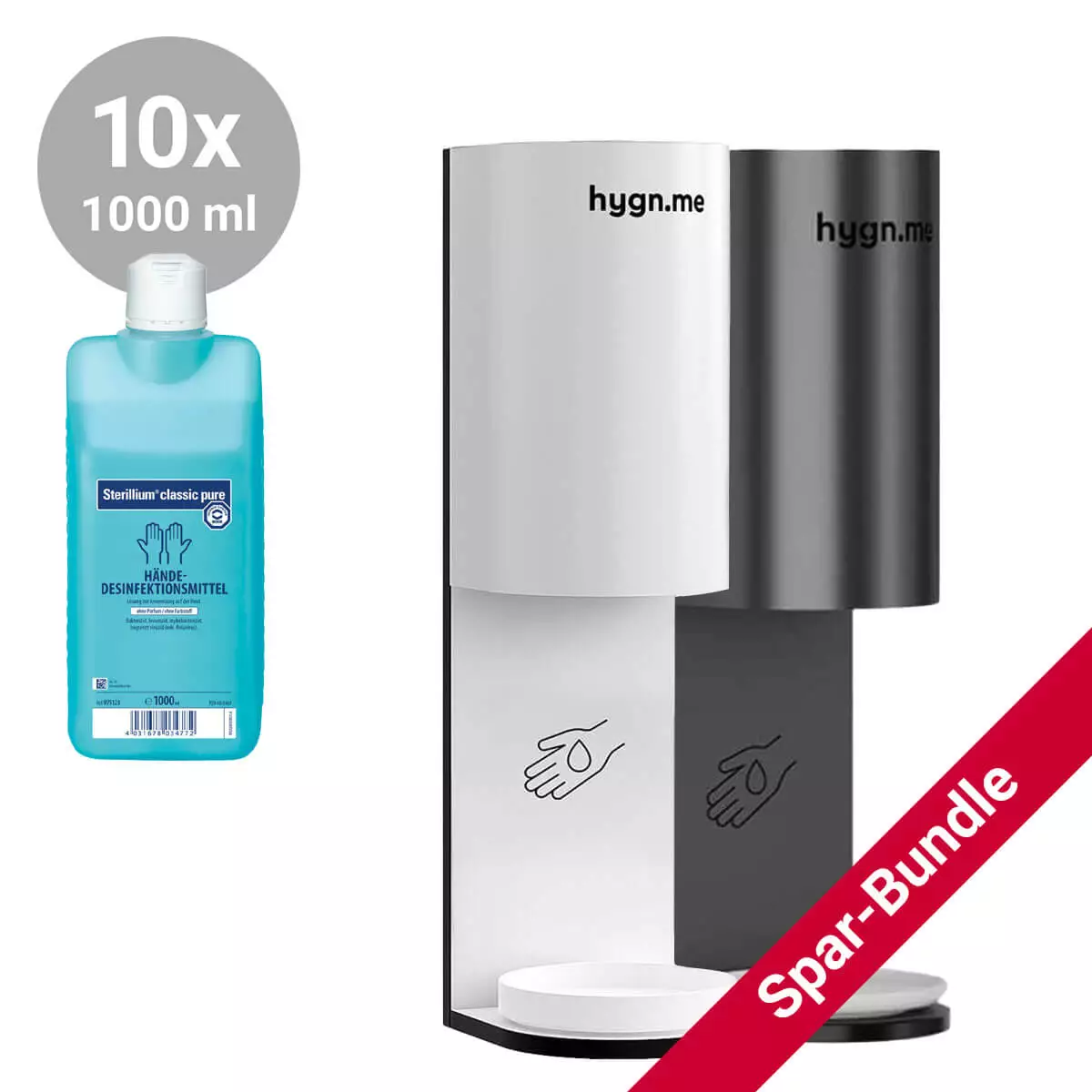 hygn.me Spar-Bundle: Station 3 wall Desinfektionsmittelspender + Sterillium classic pure