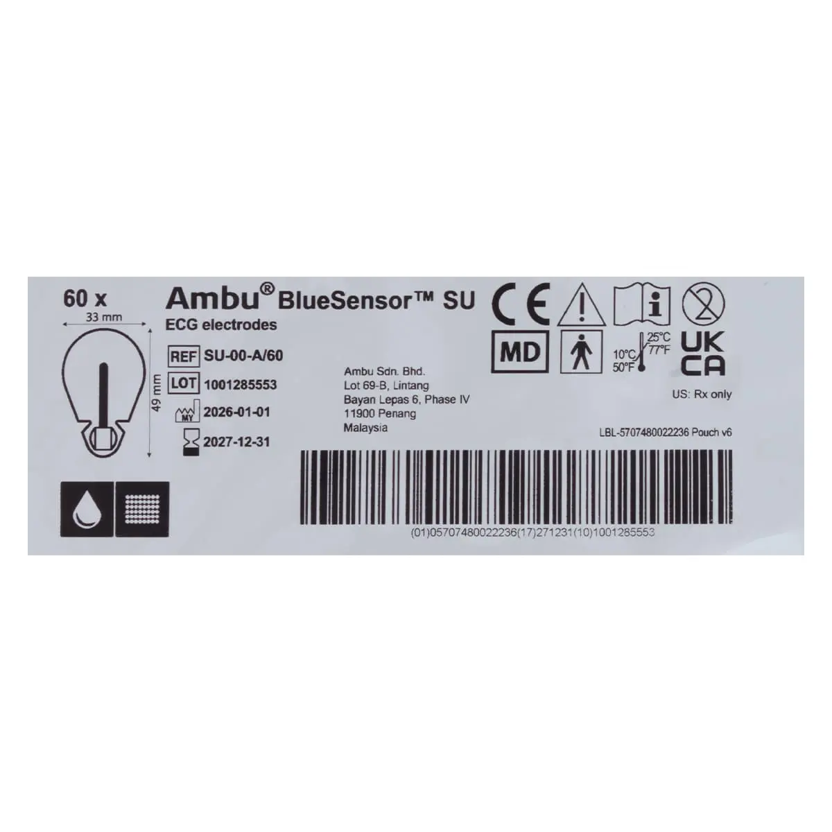Ambu BlueSensor SU-00-A/60 Einweg-EKG-Elektroden Ambu BlueSensor SU-00-A/60 Einweg-EKG-Elektroden