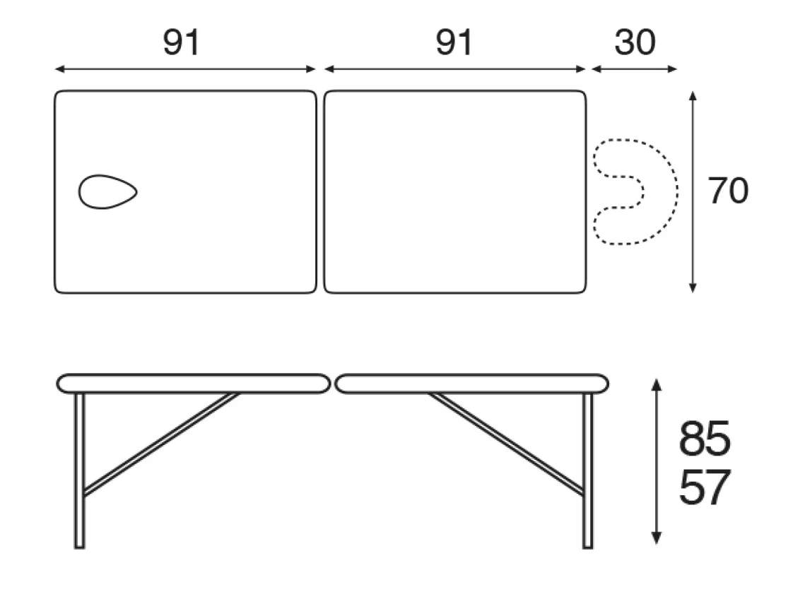 Ecopostural Höhenverstellbare Koffermassagebank