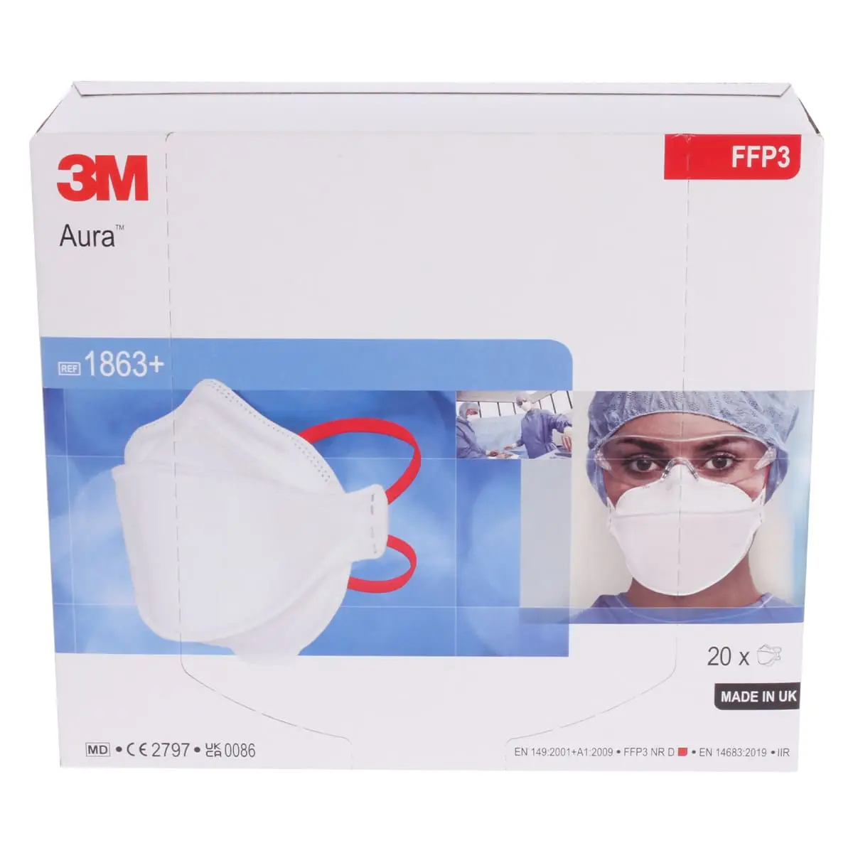 3M Atemschutzmaske Aura FFP3 1863+ 3M Atemschutzmaske Aura FFP3 1863+