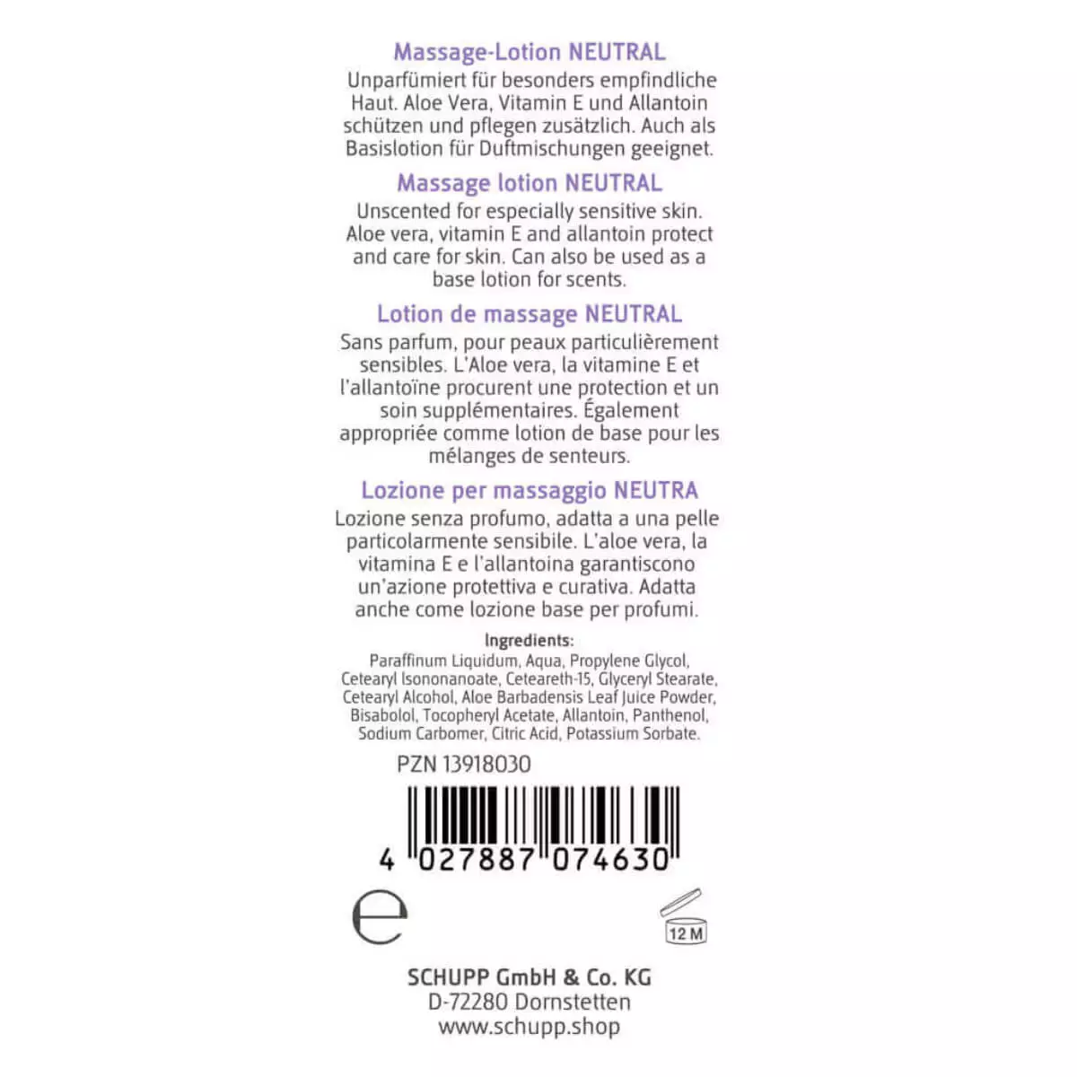 SCHUPP Massagelotion Neutral