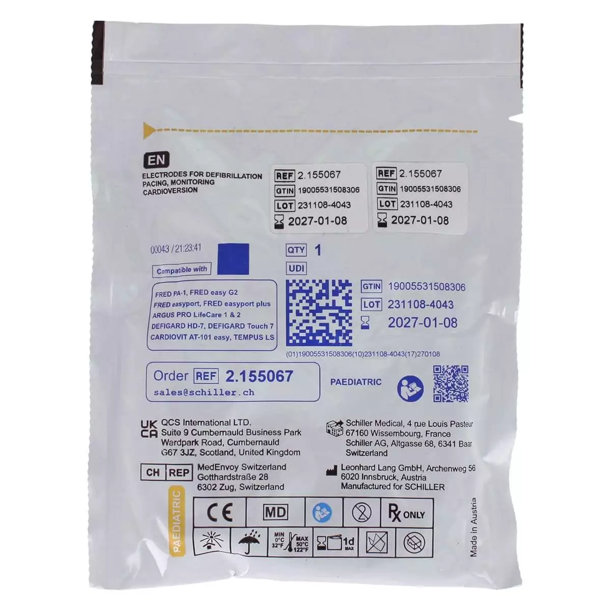 SCHILLER Elektroden für FRED easyport, easyport plus & PA-1 Defibrillator SCHILLER Elektroden für FRED easyport, easyport plus & PA-1 Defibrillator