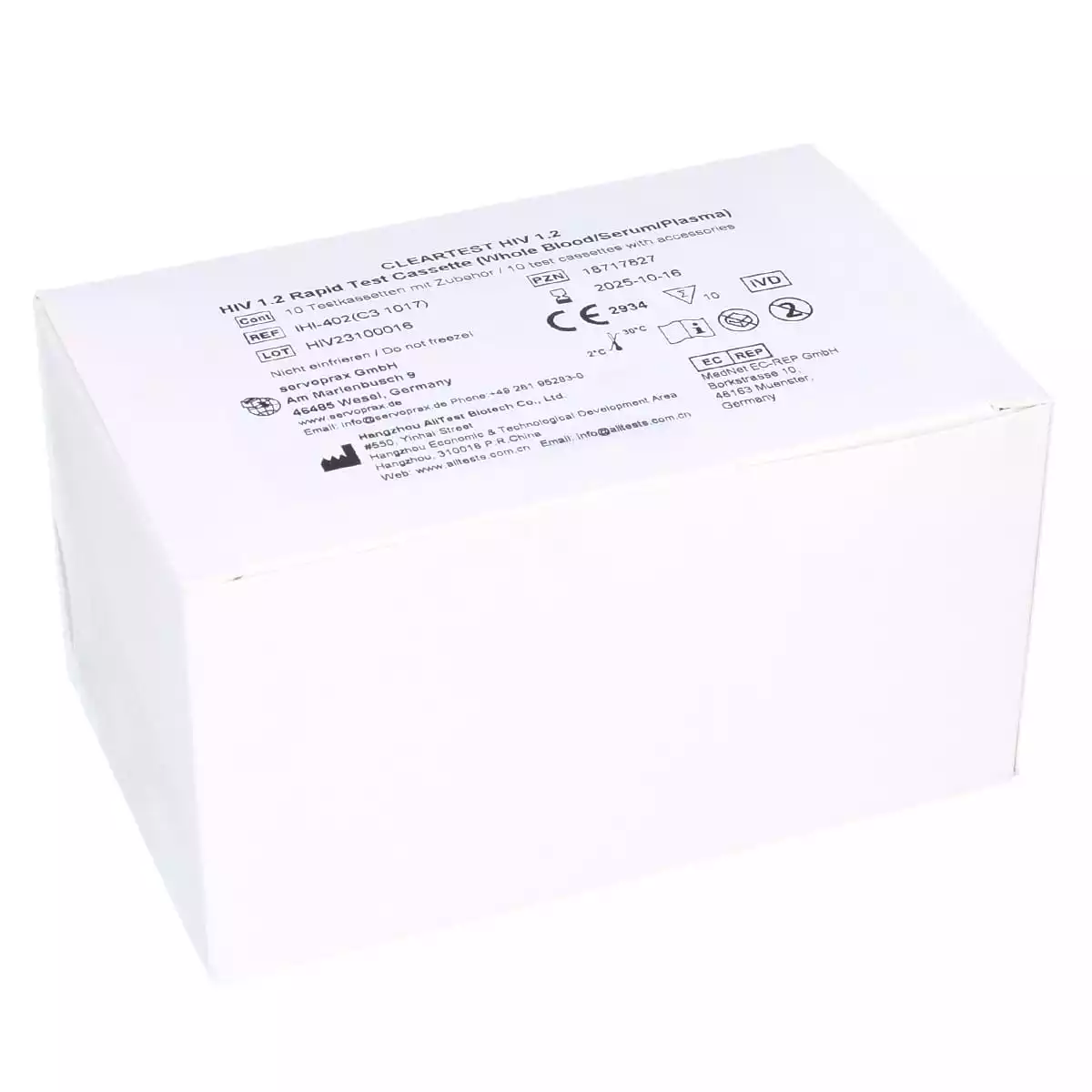 servoprax Cleartest HIV 1.2 Kassettenschnelltest