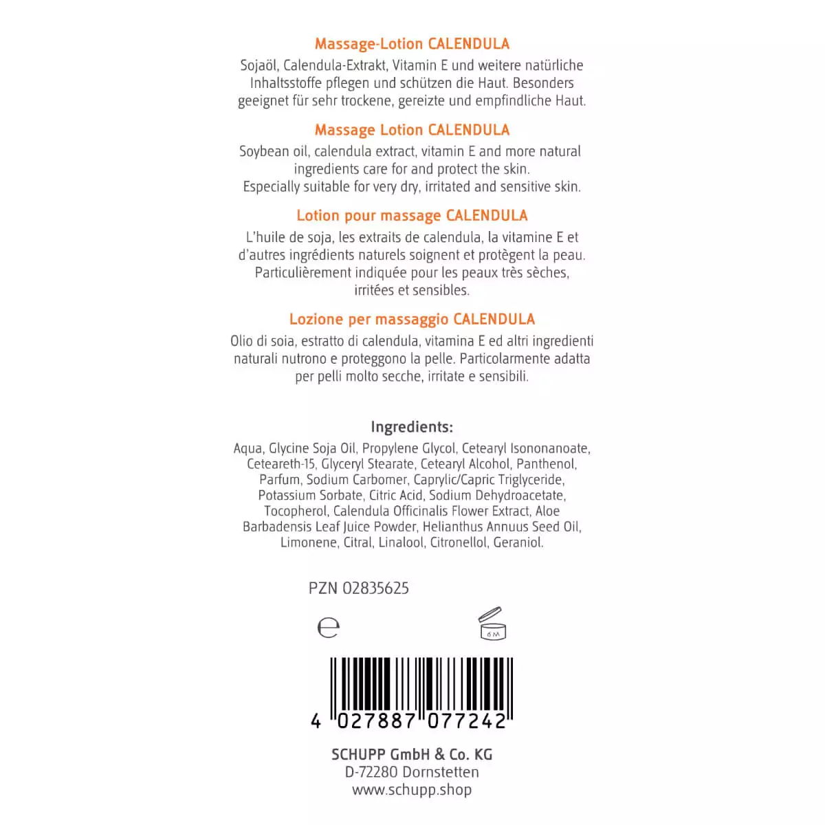 SCHUPP Massagelotion Calendula