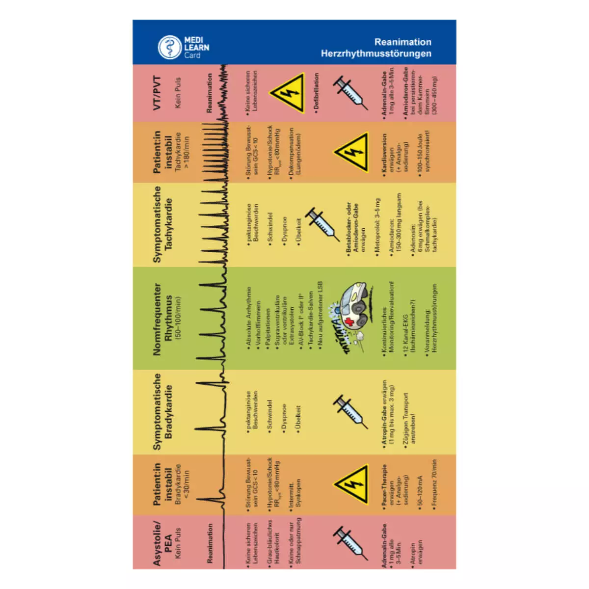 MEDI-LEARN Herzrhythmusstörungen und Reanimation Taschenkarte