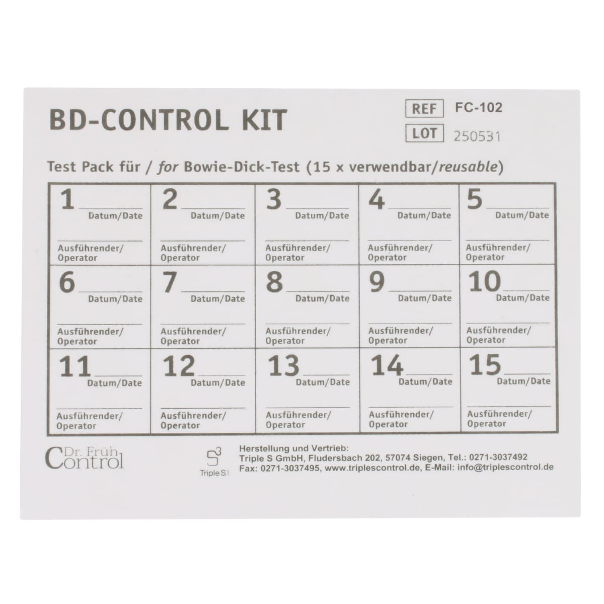 Dr. Früh Control BD-Control Kit zur Mehrfachverwendung