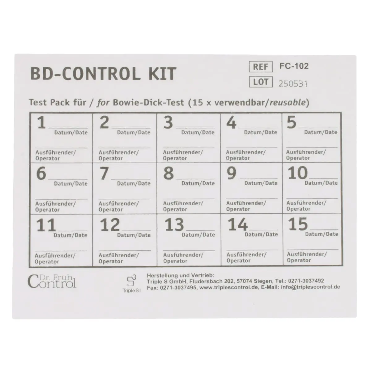 Dr. Früh Control BD-Control Kit zur Mehrfachverwendung