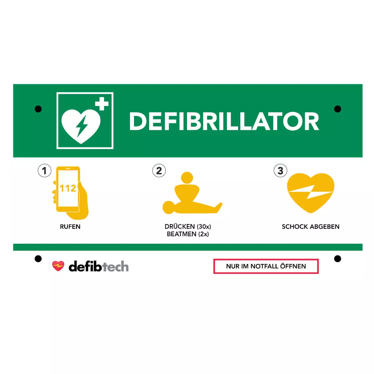 Defibtech Defibrillator Notfalltafel