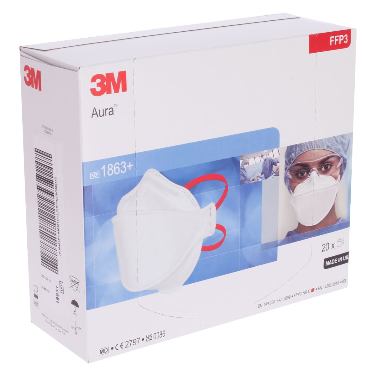 3M Atemschutzmaske Aura FFP3 1863+ 3M Atemschutzmaske Aura FFP3 1863+