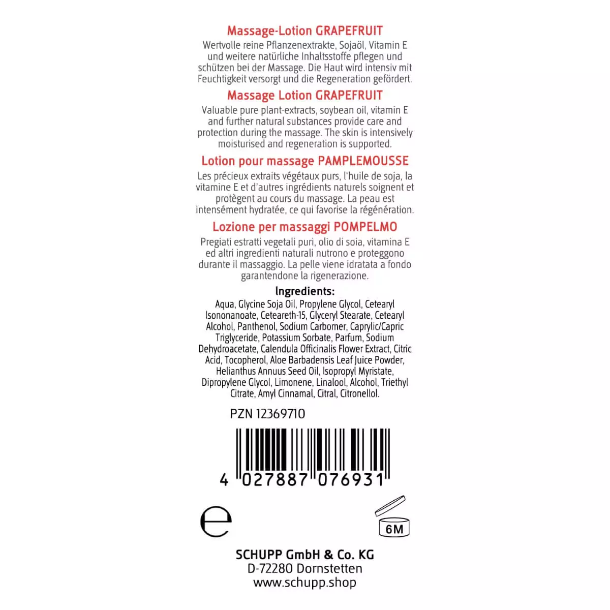 SCHUPP Massagelotion Grapefruit