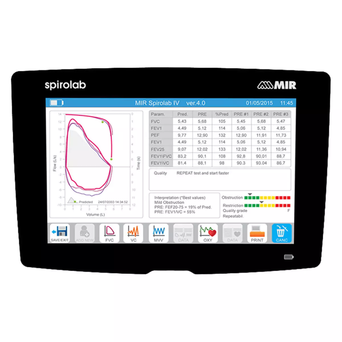 MIR Spirolab Touchscreen Tisch-Spirometer