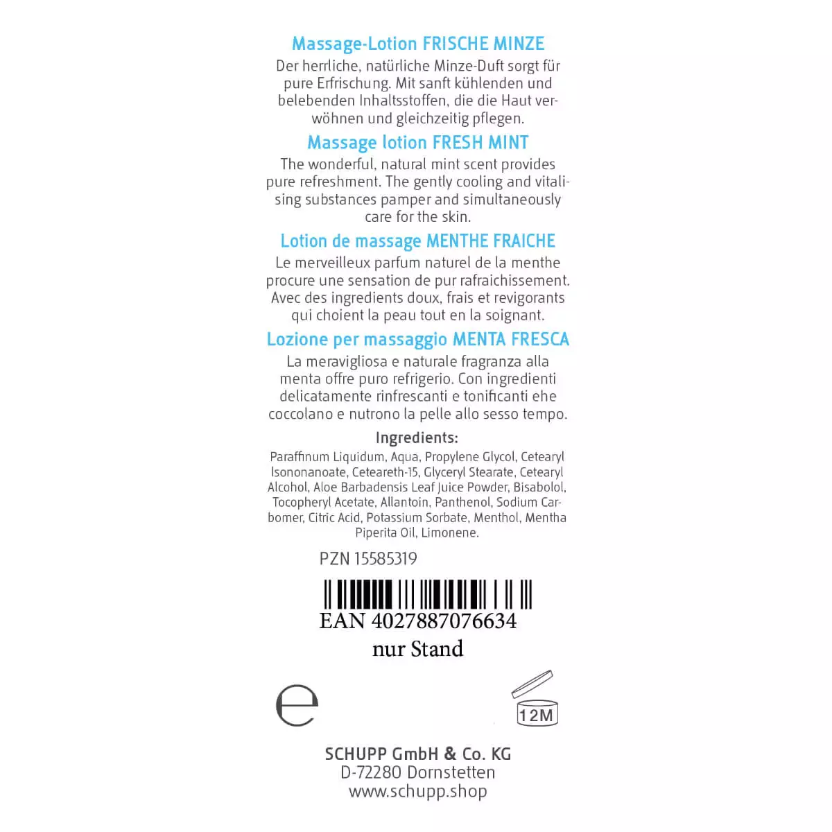 SCHUPP Massagelotion frische Minze