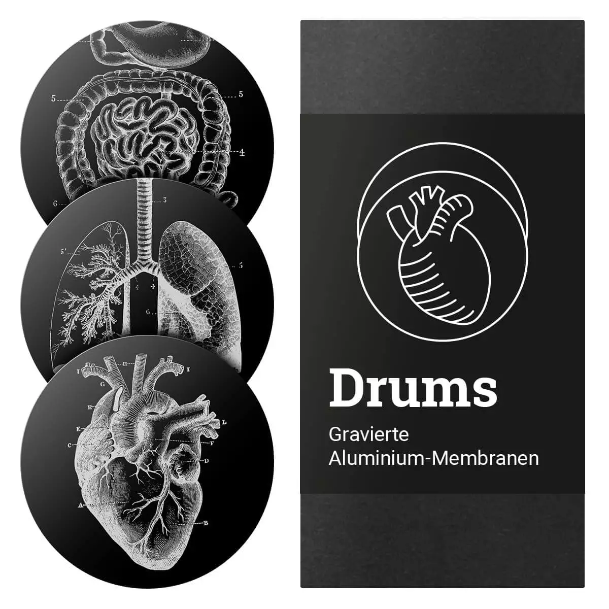 DocCheck Thïngs Gravierte Alu-Membransets "Drums"