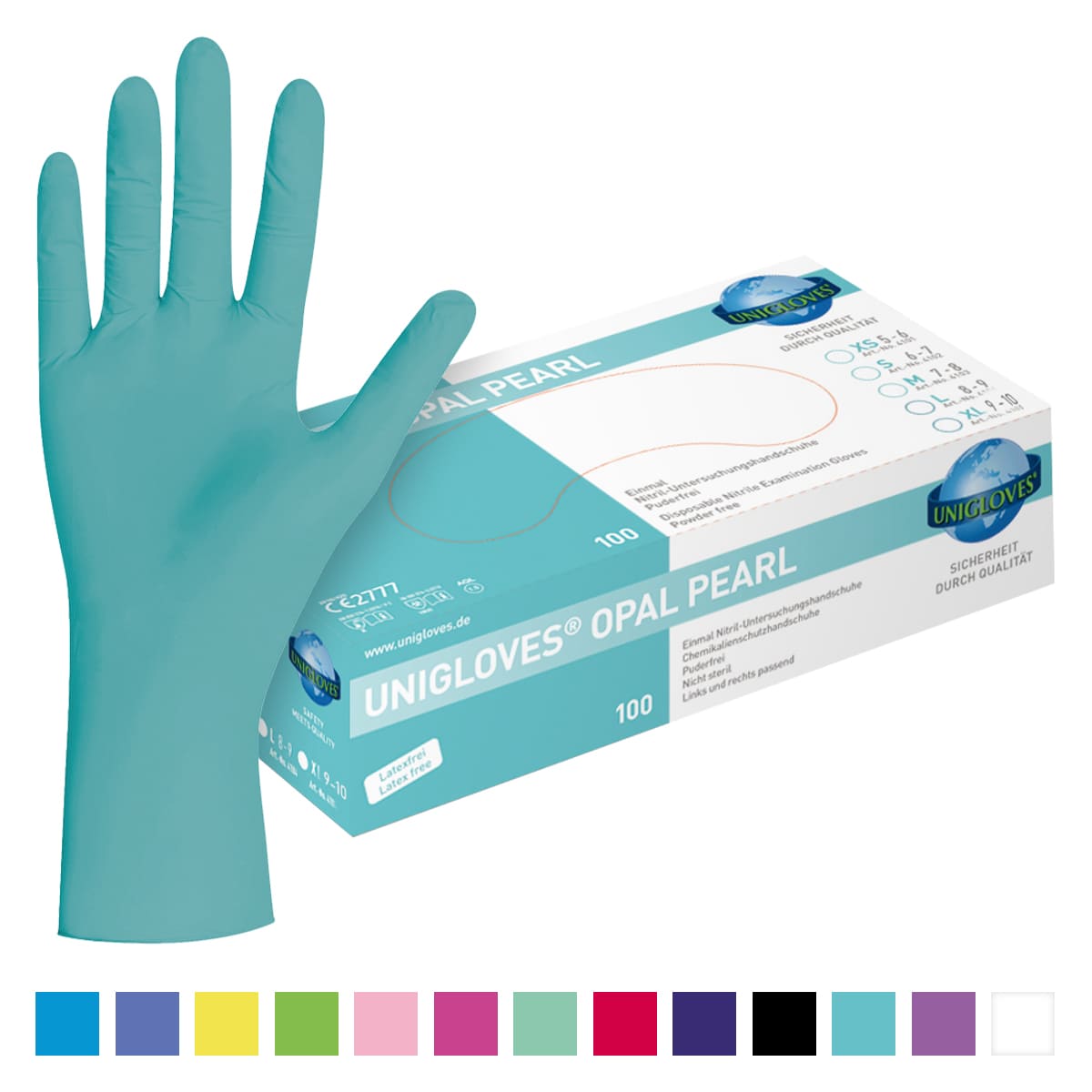 Unigloves COBALT PEARL Nitrilhandschuhe – 100 Stück, XS Bis XL, Puderfrei & Lebensmitteltauglich